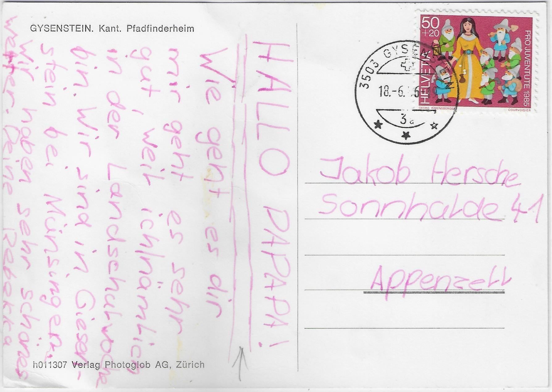 Cartoline postali: Gysenstein Kant. Pfadfinderheim - Blick – Difettoso da Ettingen venduto da Kartenplanet 1