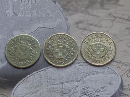3 x 10 cts ((1850-1873-1876))  - (Bi) billon