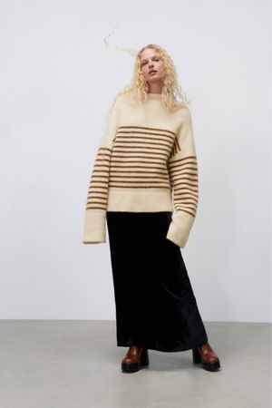 Zara Striped Alpaca Wool Sweater Size S/M NEW NP 150 Fr!