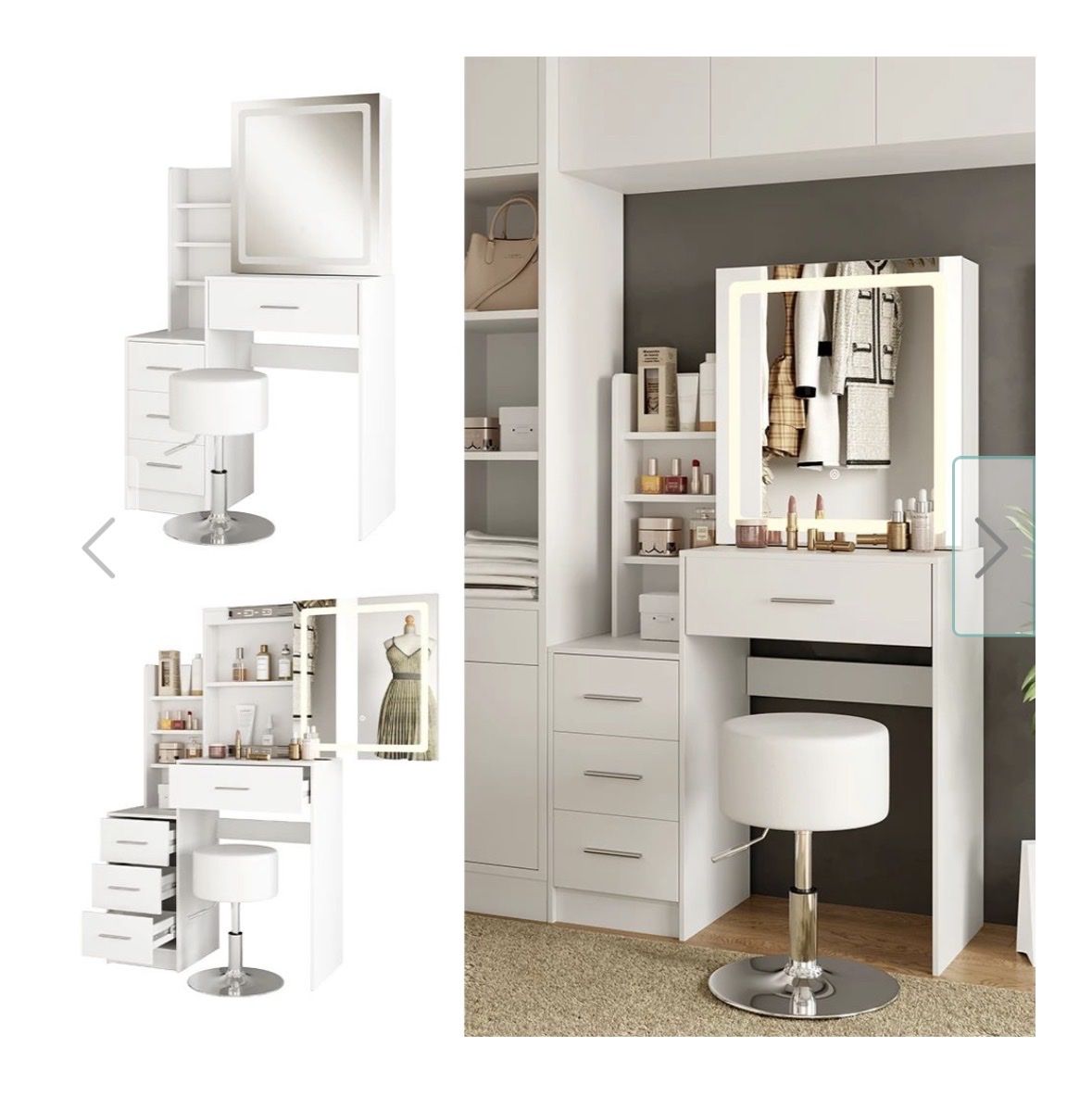Schminktische: Dressing Table with LED Mirror but WITHOUT Stool White – Neu und originalverpackt aus Wohlen AG von bongo8nunu 2