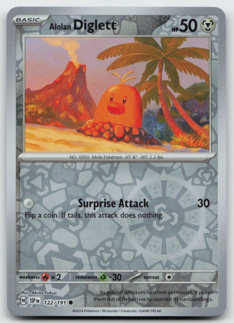 Pokémon Sammelbilder & Trading cards: Pokemon Alolan Diglett Reverse 122/191 SSP EN 2024 – Gebraucht aus Lugano von VlaseCard