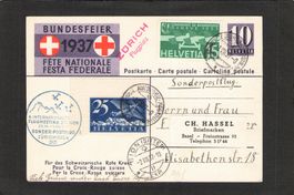 FDC 1937, Nr. 66 , Sonderpostflug Zürich - Sion , 1Vlll.1937