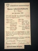 Rationskarte Lebensmittel 1939