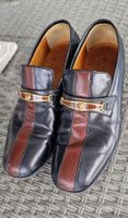Gucci Loafers Leder Schwarz/Braun Gr. 42 Tigerkopf 