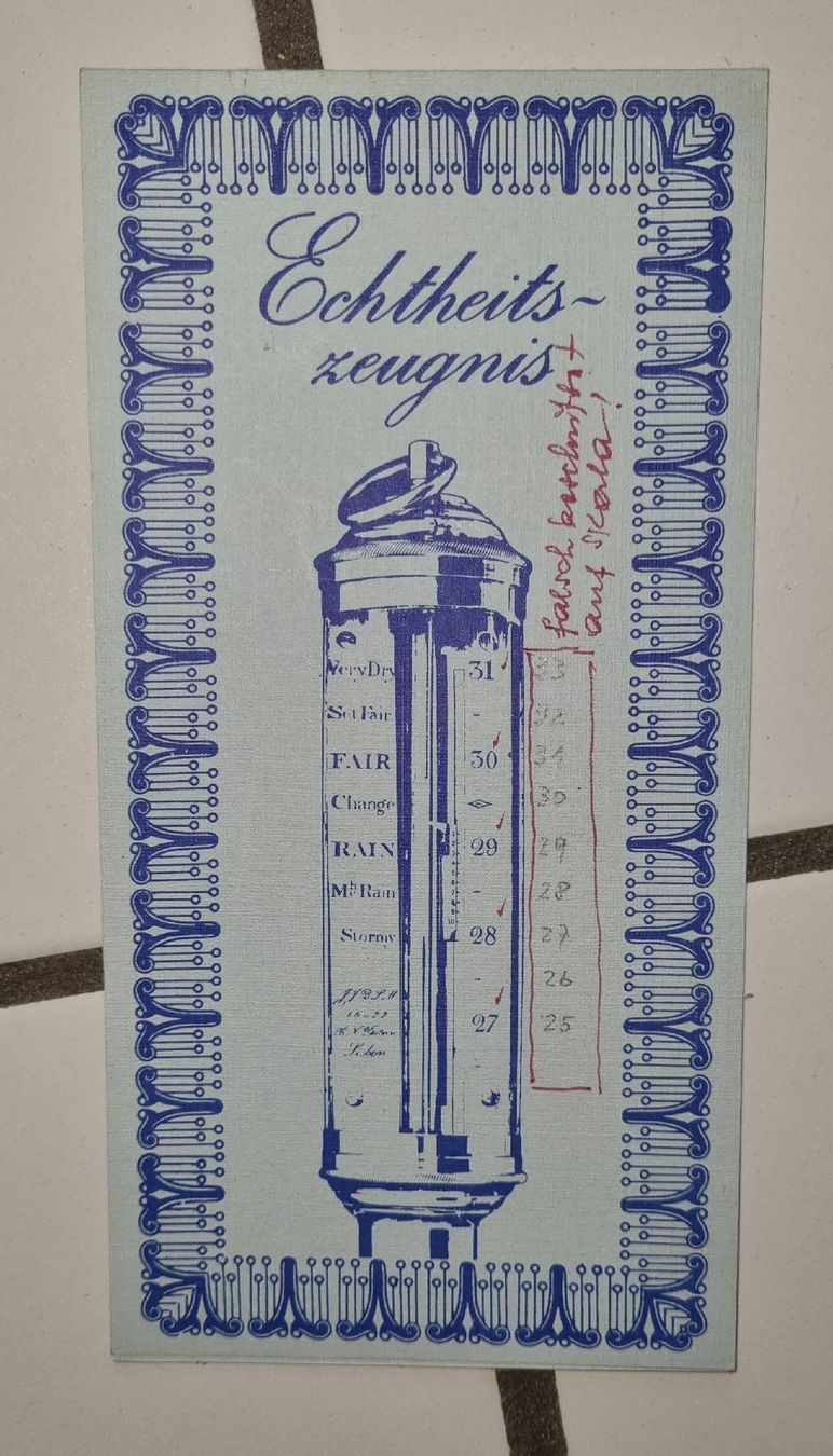 Altri elettrodomestici e apparecchi d’epoca: Schiffsbarometer Replikat 18. Jhdt. mit Echtheitszeugnis – Usato da Münchenbuchsee venduto da cesare1990 3