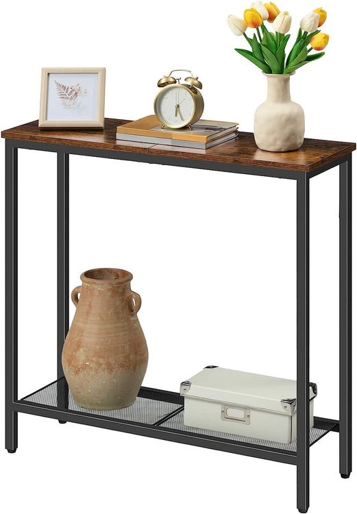 Garvee Konsolentisch Mit Steckdosen & USB - 100x23x80cm Vintage Grau/Schwarz