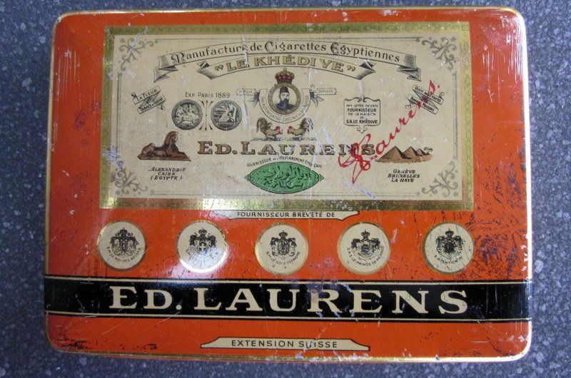 Dosen: Alte Blechdose ED. LAURENS, Genève, Orange – Gebraucht aus Bischofszell von Pfau0 2
