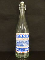 alte Flasche HENNIEZ LITHINÉE Einbrand-Etikett Email 1958
