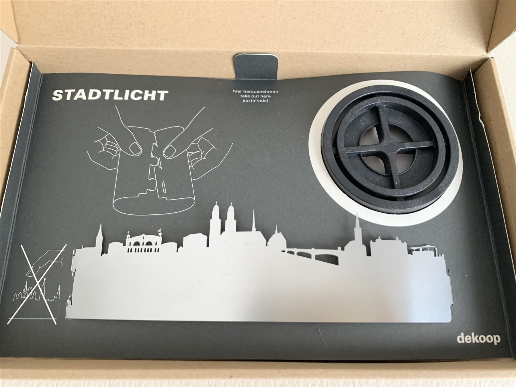 Kerzenständer: Zürich Stadtlicht - Teelicht mit Schatten – Neu und originalverpackt aus Rikon im Tösstal von Alpenmutz 3