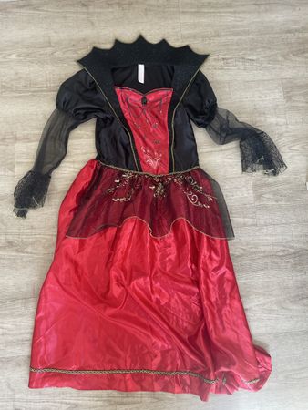 Hexenkostüm rot schwarz Grösse 13-14 Jahre mit Zubehör