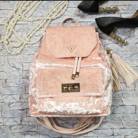 Guess Pink Velvet Rucksack