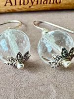 Ohrhänger 925 Silber aus Bergkristall & Silberblüten -Unikat