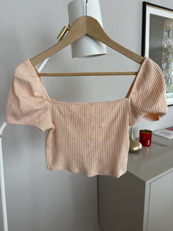 Damen Crop Top H&M gerippt peach Farbe Grösse S