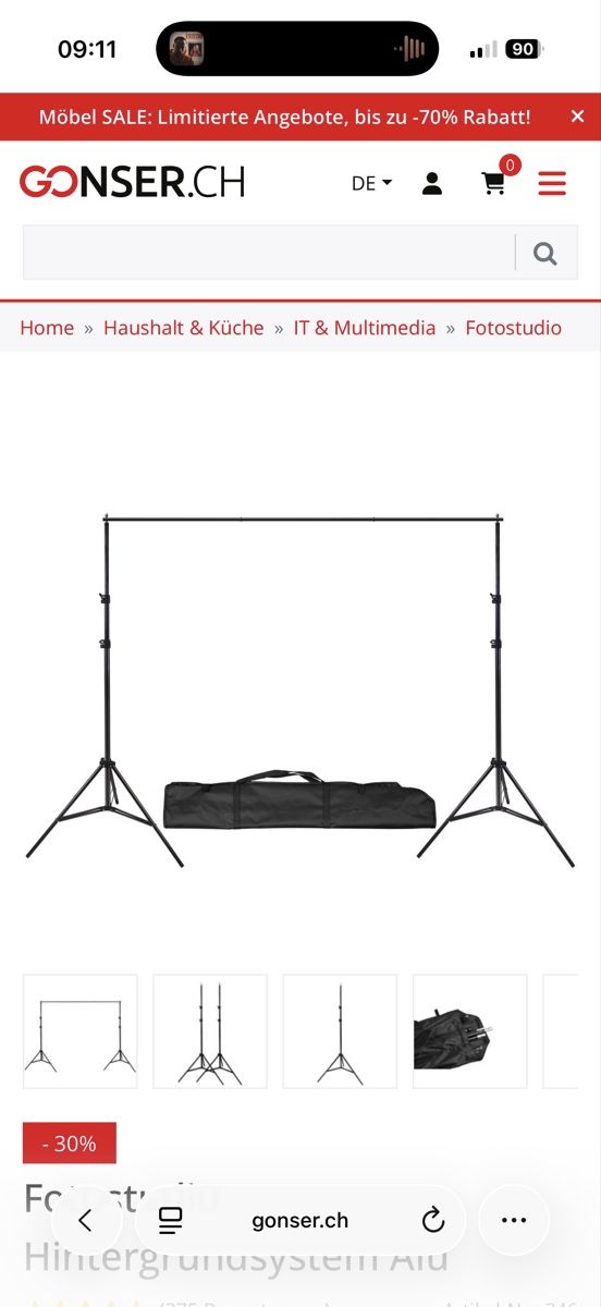 Laboratorio & Camera oscura: Walimex pro Hintergrundsystem 120-307 cm  – Usato da Turbenthal venduto da Tizzo22
