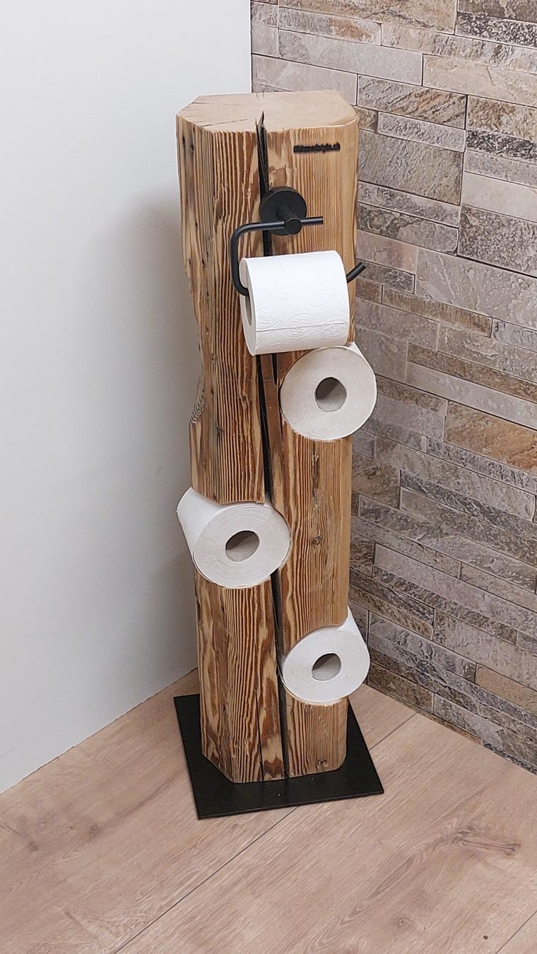 WC: Rustikaler WC-Rollenständer aus einem Altholzbalken – Nuovo e nell'imballaggio originale da Egnach venduto da Oldwoodstyle 4