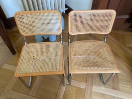 Vintage Freischwinger-Stühle Wiener Geflecht 2 Stk.