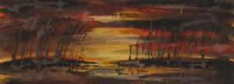 Uferlandschaft - 1960er Jahre - Aquarell Signiert