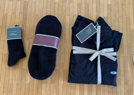 Swiss First Class Zimmerli Pyjama Gr M, Slippers, Tote Bag