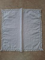 Antikes Stofftaschentuch mit Spitze, Handarbeit