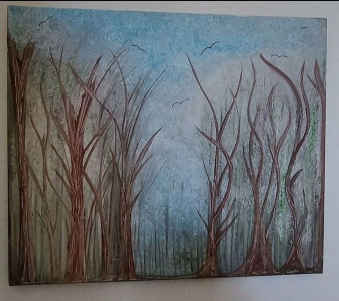 Dipinti: Gemälde Wald Vögel Abstrakt handmade 55×46 – Nuovo (secondo la descrizione) da Riehen venduto da Steinbock1970