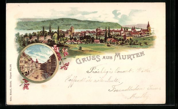Cartoline postali: Litho Murten, Strassenpartie aus der Vog – Usato da Berlin venduto da bartko-reher