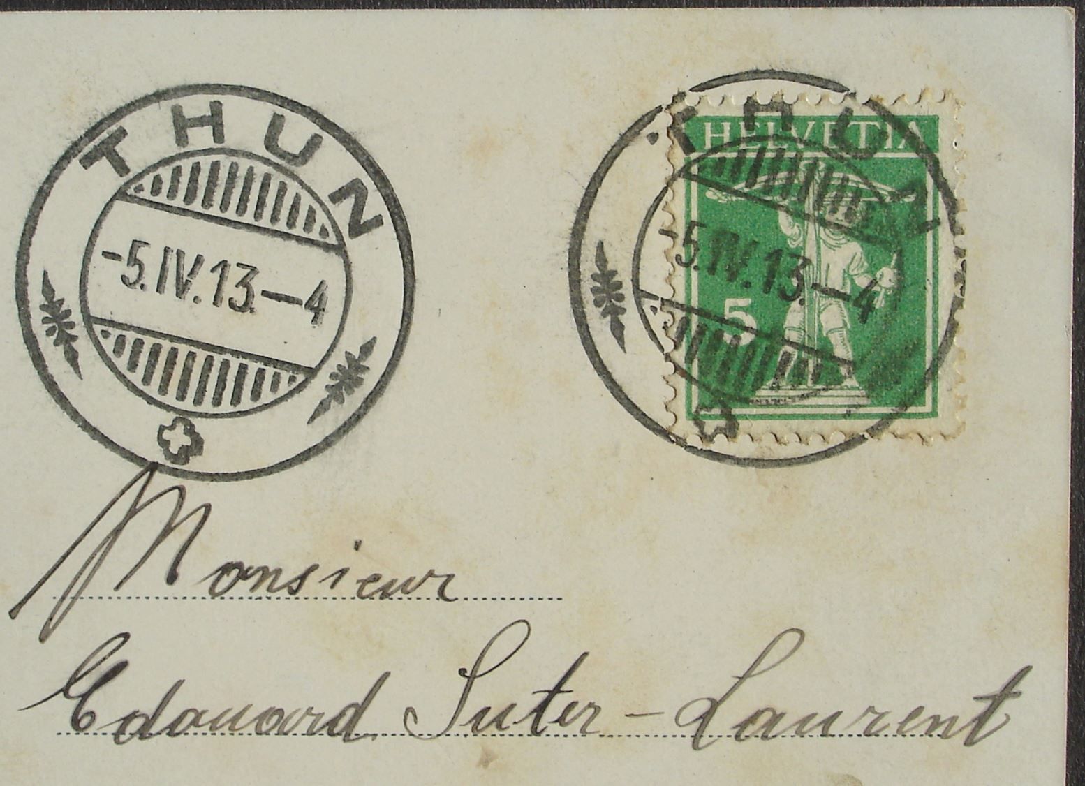Cartoline postali: THUN und die Alpen No. 409 – Usato da Jona venduto da philajona 1
