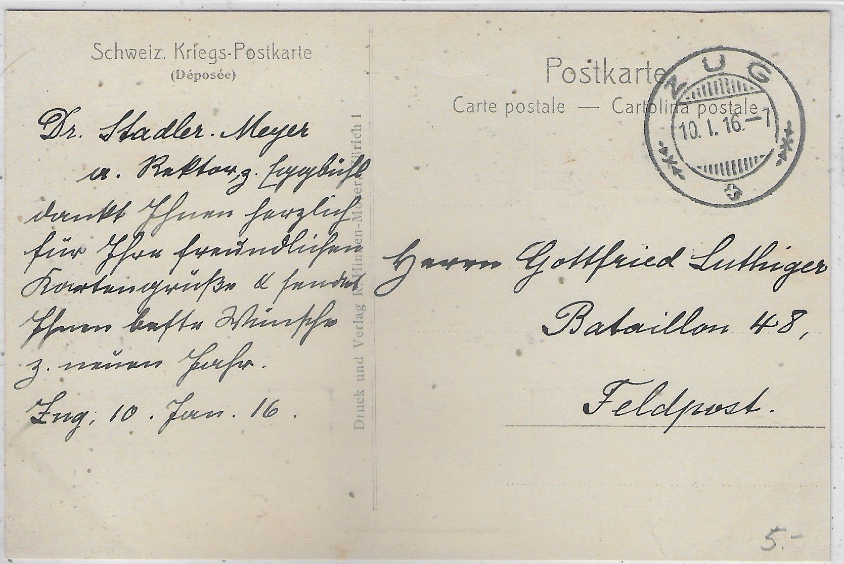 Cartoline postali: Oberst von Sprecher-von Bernegg – Usato da Ettingen venduto da Kartenplanet 1