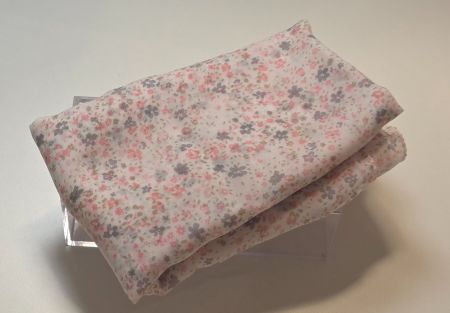 50% Seide 50% BW Foulard Loop Sommer rosé weiss grau floral