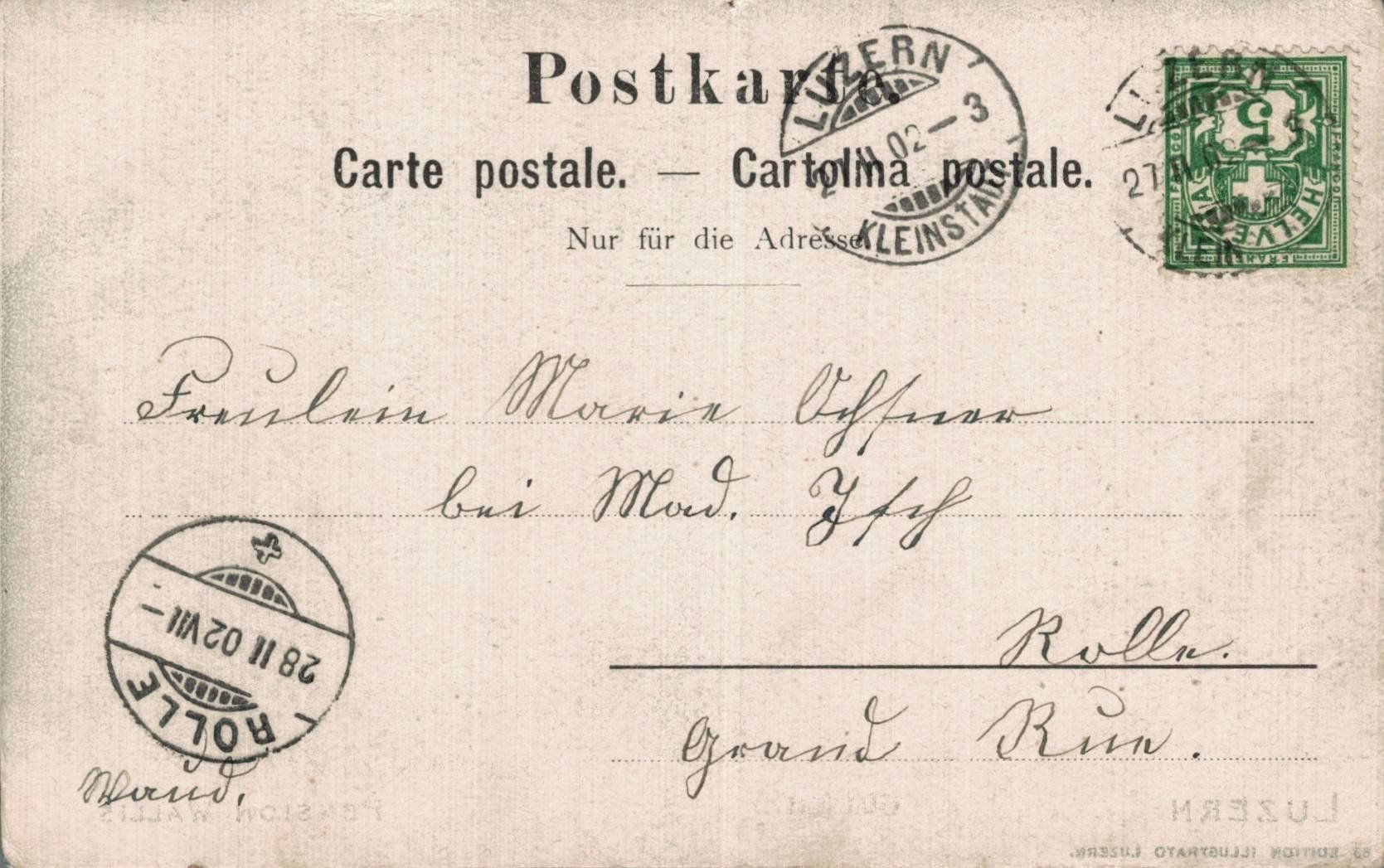 Ansichtskarten: Alte Ansichtskarte Luzern Gütsch, Bahn, Pension Wallis, 1902 – Gebraucht aus Luzern von Kartenansicht 1