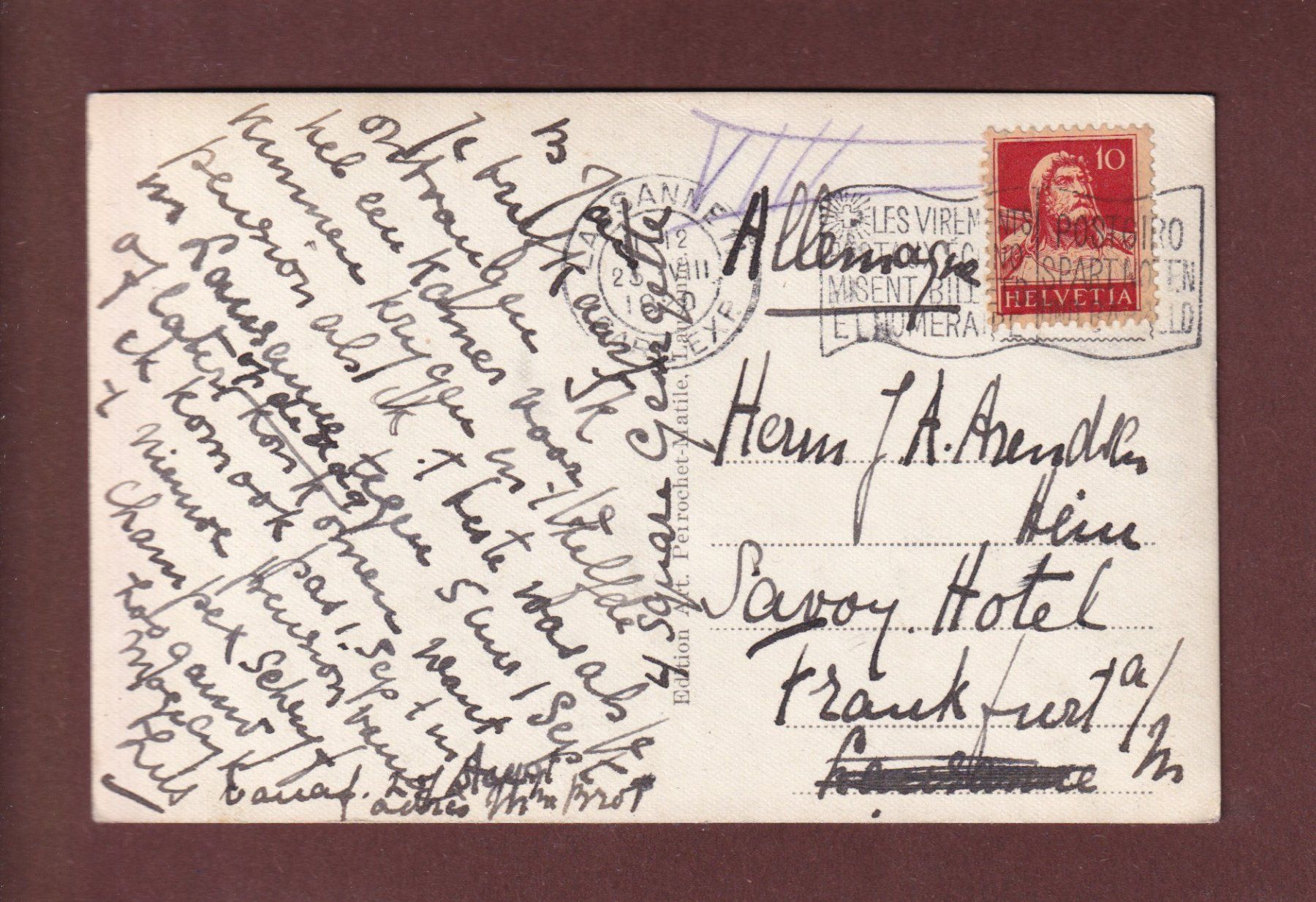 Cartoline postali: LAUSANNE - Pont Chauderon - 1920 – Usato da Pully venduto da nicecards-shop 1