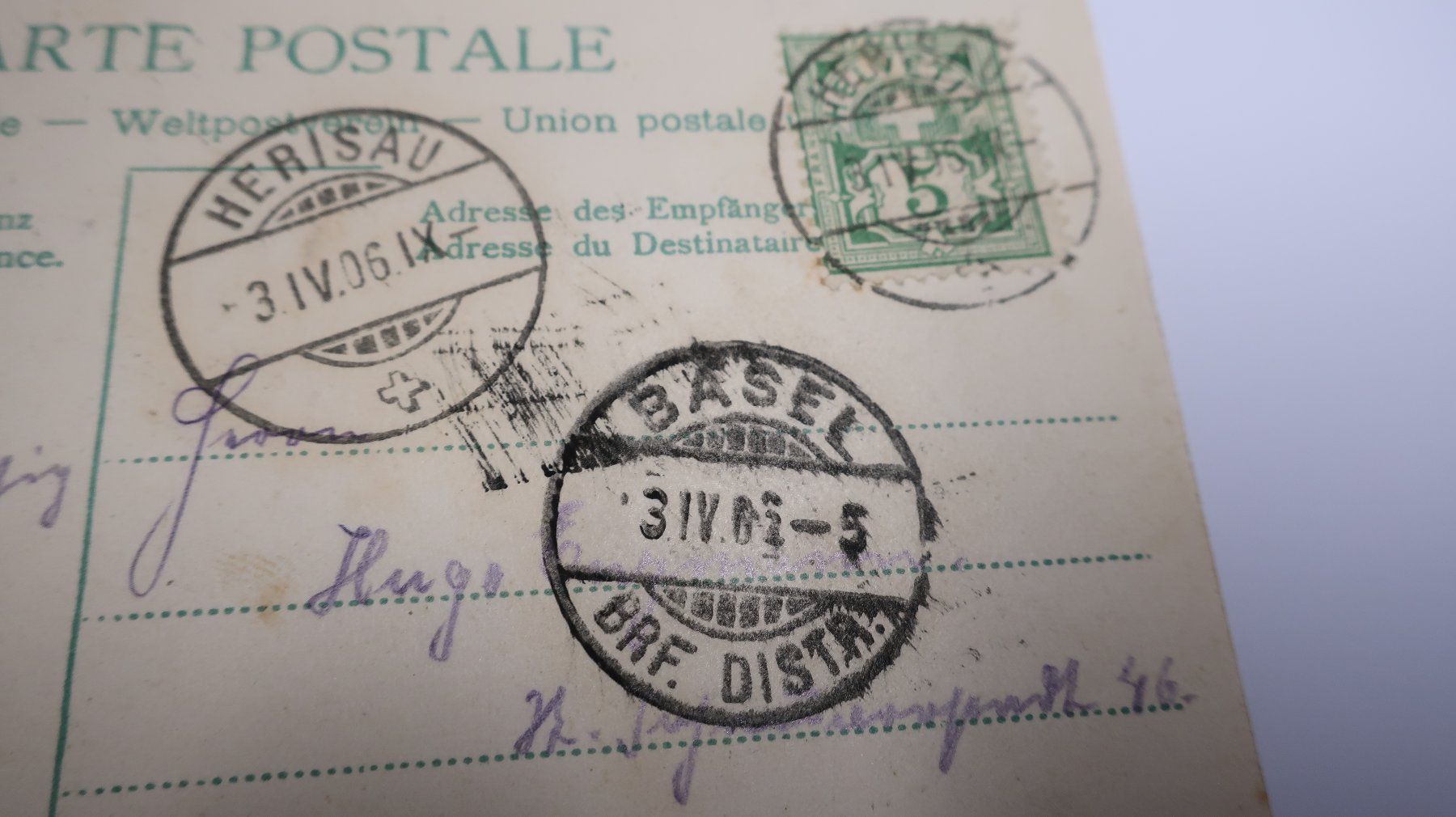 Cartoline postali: Herisau.  1906 – Usato da Cormoret venduto da Pascalll2001 4