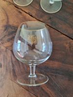 3 edle Cognacschwenker mit Goldrand und Monogramm MJM