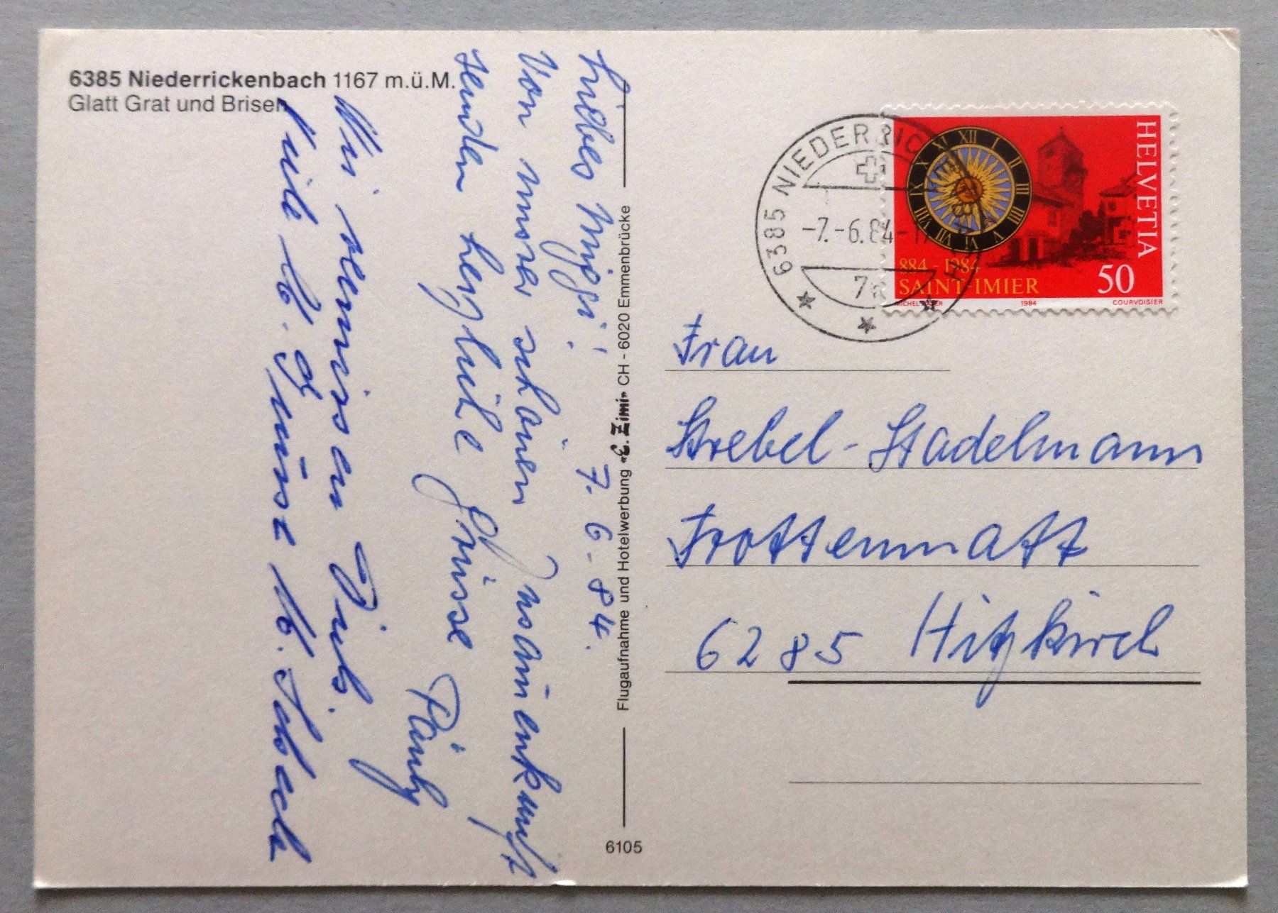 Cartoline postali: Niederrickenbach 1167 m ü.M. – Usato da Fétigny venduto da Billy2miny 1