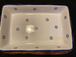 Auflaufform Keramik mit Korbgeflecht, weiss, klein