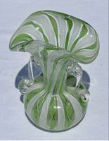 Vase Murano Latticino filigranes vert blanc, 1930