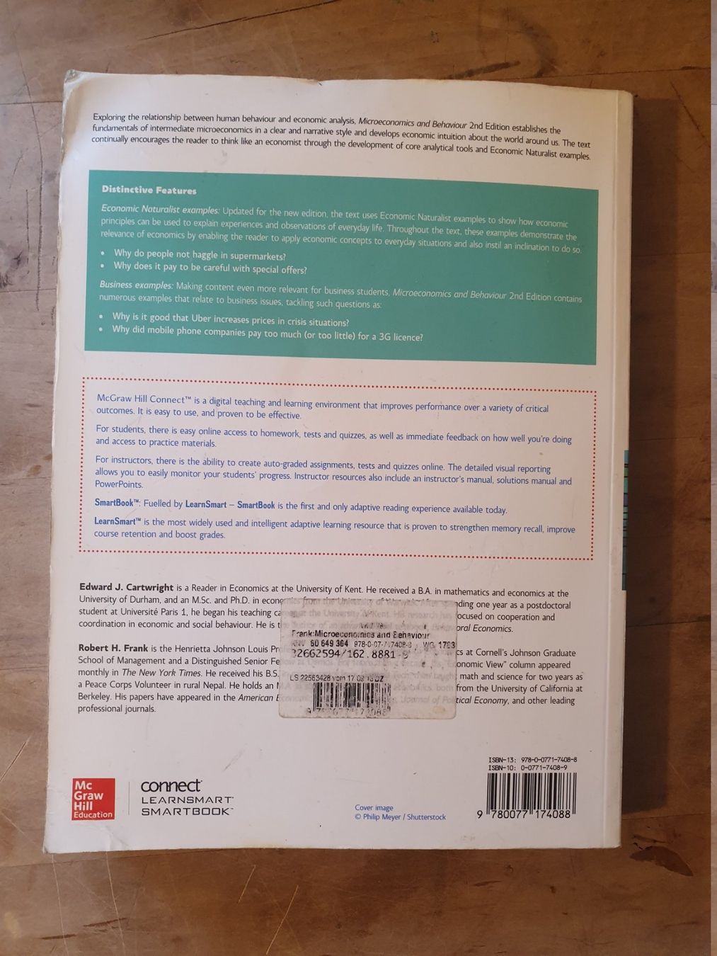 Libri: Microeconomics and Behaviour Robert Frank Edward Cartwright – Usato da Zürich venduto da loosebone 7