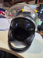 Motorradhelm Klapphelm schwarz mit Visier Grösse 58/59