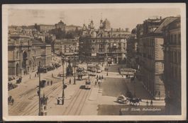 Zürich  Bahnhofplatz   1927  Pferdewagen, Strassenbahn
