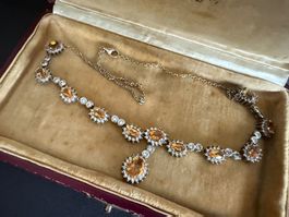 Silber Kette mit Citrine und Zirkonia 925