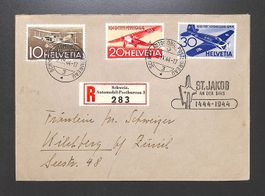 1944 Satzbrief Flugpost F37-F39 ST. JAKOB 🇨🇭AUTOMOBIL-POST