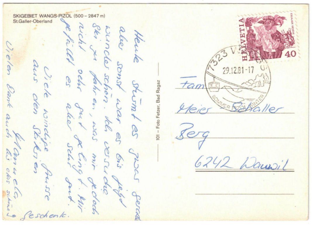 Cartoline postali: Wangs - 5 Bild AK Pizol – Usato da Binningen venduto da Mountainrider 1