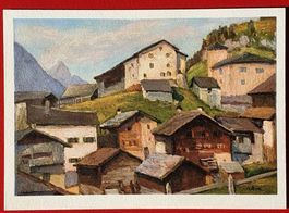 AK SPLÜGEN GRAUBÜNDEN GEMÄLDE ZELTNER LA CHAUX DE FONDS NEU