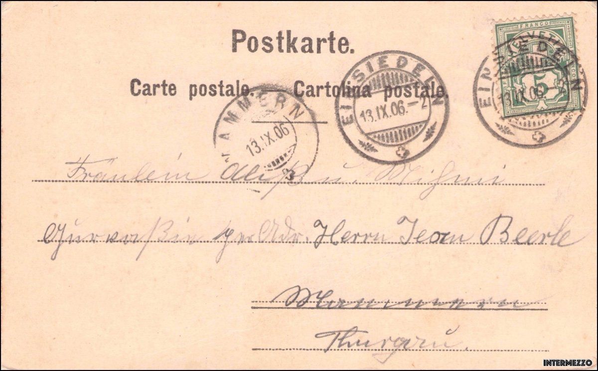 Cartoline postali: Einsiedeln SZ // 1906 Litho schwarzweiss – Usato da Basel venduto da intermezzo12 1