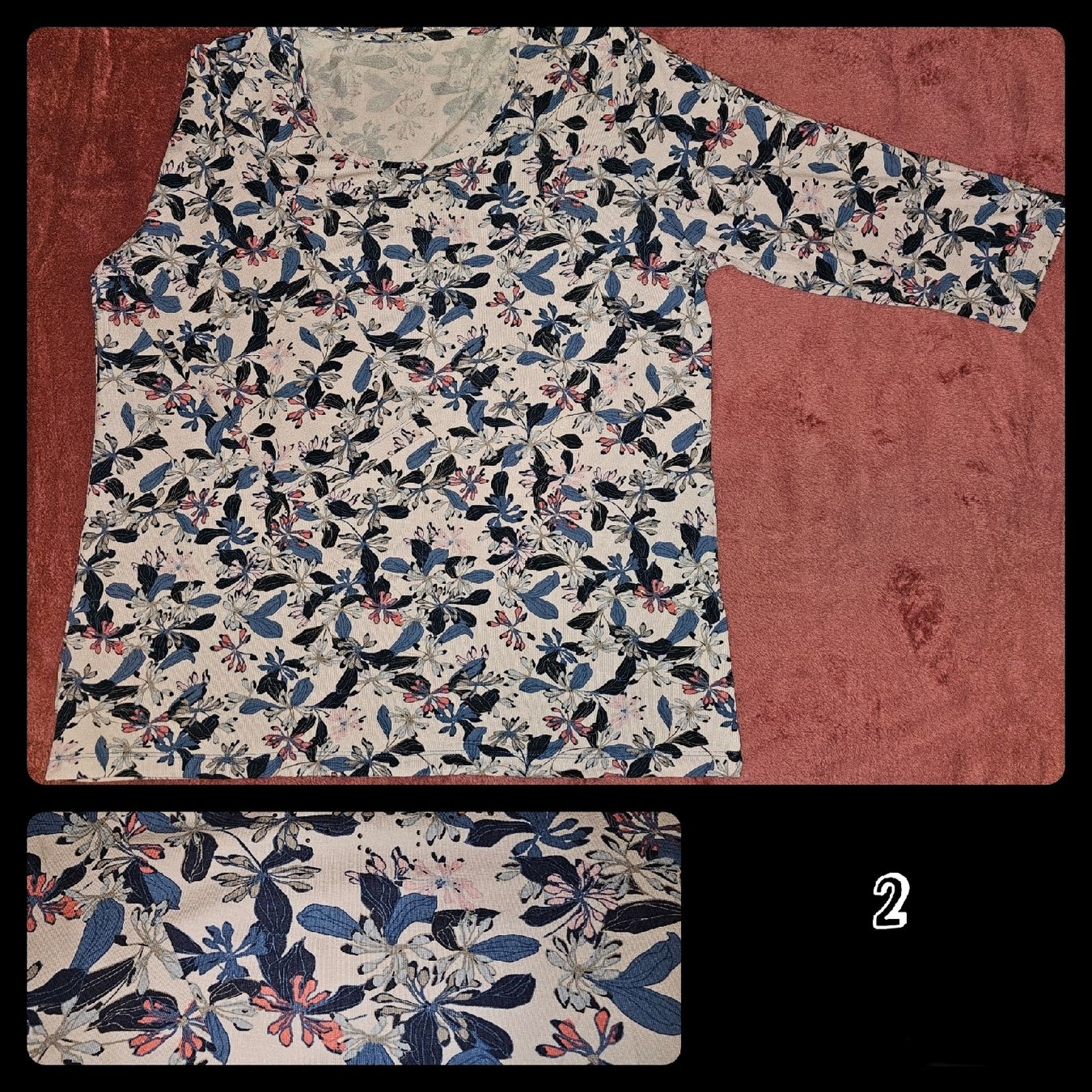 Bonita Top: Langarm-Basic, rosa mit Blumen & Blättern, Bonita, L – Nuovo (secondo la descrizione) da Heiden venduto da Taronia