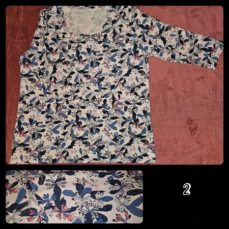 Langarm-Basic, rosa mit Blumen & Blättern, Bonita, L