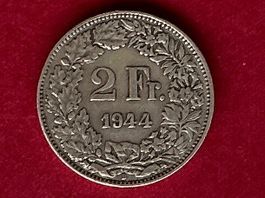 🇨🇭2 FR 1944 Silbermünze schön