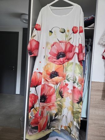 Kleid Blumenprint WEISS,  Grösse XL /52,  neuwertig