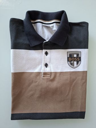 Polo BOSS homme rayé multicolore, taille M, 16