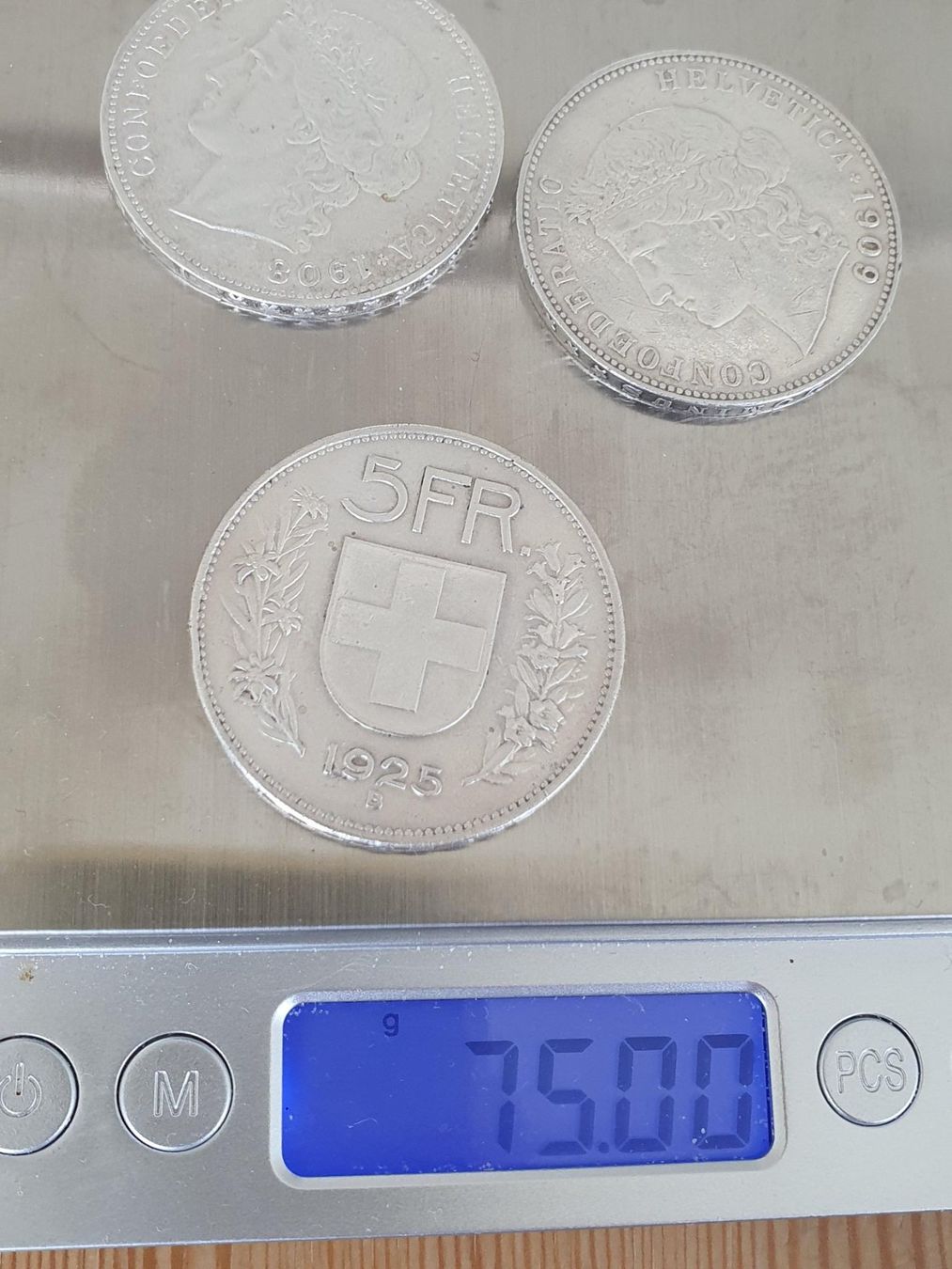 Tutti le monete: 3 x 5 Franken :1908 ** , 1909** , 1925 ** – Usato da luzern venduto da Jrouge 2