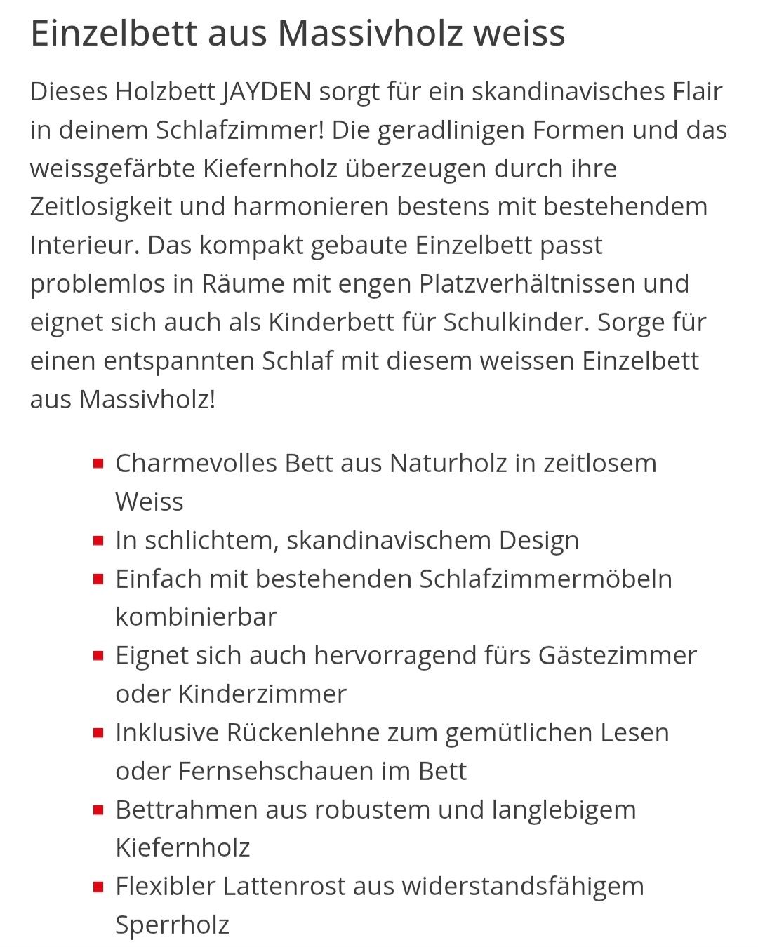 Lits: Bett JAYDEN Holz 90 x 200 cm weiss – Neuf avec emballage d'origine à St. Gallen par reb_955g 1